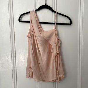 Pink silk/satin one shoulder top
